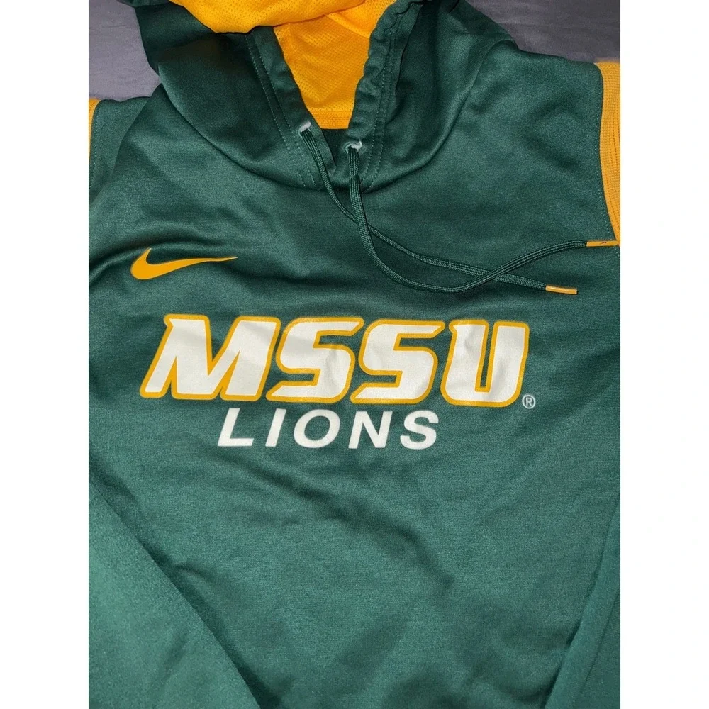 Nike MSSU Lions Hoodie Mens XL Green Therma-FIT Missouri Southern Pullover